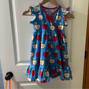 Kelly's Kids Blue Dress with Apple Pattern